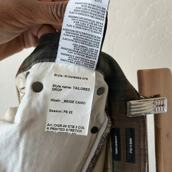 R13 Denim Jeans Tailored Drop Crotch Beige Camo Mid Rise Cropped Pants‎ Size 24 - Picture 11 of 12